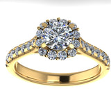 1.1ct Brilliant Cut Diamond Gold Halo Engagement Ring - 05US07