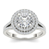 1.73ct Brilliant Diamond Double Halo Gold Engagement Ring  - 01US05