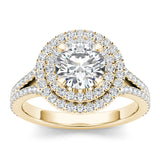 1.73ct Brilliant Diamond Double Halo Gold Engagement Ring  - 01US05