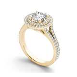 1.73ct Brilliant Diamond Double Halo Gold Engagement Ring  - 01US05