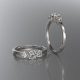 Gold 3 Stones Round Engagement Ring - 02DS06