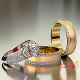 1.53ct Gold Complete Two tone Satin Gold Complete Wedding Set - 02US68