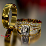 2.07ct Emerald Cut Diamond Gold Complete Wedding Set - 03US05