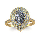 1.39ct Pear Diamond Double Halo Gold Engagement Ring - 03US44