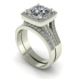 3.5ct Cushion Cut Diamond Gold Bridal Set - 03US47