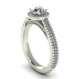 0.85ct Round Diamond Gold Pave Engagement Ring - 04US03