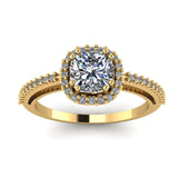 1.27ct Cushion Cut Diamond Halo Gold Engagement Ring - 04US07