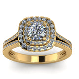 1.13ct Brilliant Cut Diamond Double Halo Gold Engagement Ring - 04US09A