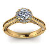 1.04ct Brilliant Cut Diamond Gold Halo Engagement Ring - 04US10