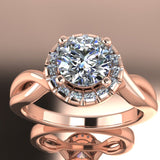 0.95ct Brilliant Cut Diamond Gold Halo Engagement Ring - 04US11