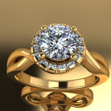 0.95ct Brilliant Cut Diamond Gold Halo Engagement Ring - 04US11