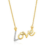 14k Yellow Gold 18 inch Necklace with Gold and Diamond Love Symbol-rx81420-18