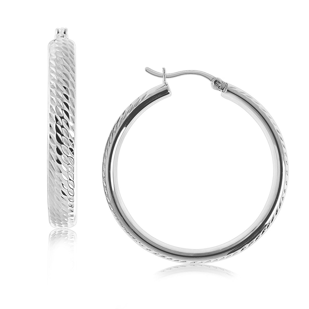 Silver with Rhodium Finish cheapest Diamond Cut Earring with Push Back Clasp