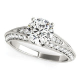 14k White Gold Pronged Round Antique Diamond Engagement Ring (1 1/2 cttw)-rxd7299y28bt