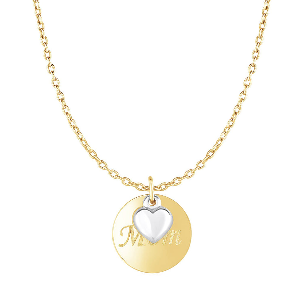 0.10CTW Natural Diamond 10k Gold Yellow White Rose Child Mother Heart  Pendant | WJD Exclusives
