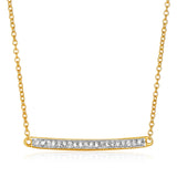 14k Yellow Gold Necklace with Gold and Diamond Bar (1/10 cttw)-rx06079-18