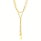 14k Yellow Gold Double Strand Chain with Puffed Heart Lariat Necklacerx24262-17-rx24262-17