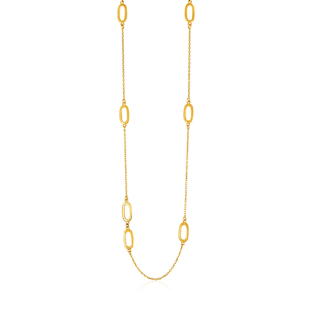 Double Clasp Necklace Rectangle/Round Chain / 14K Yellow Gold Plate